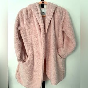 Fleecy open hooded sweater